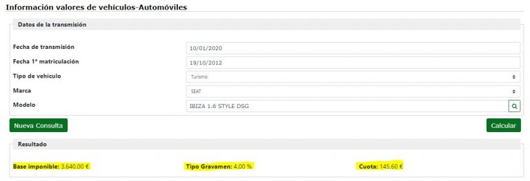 tax calculator for second hand cars in spain